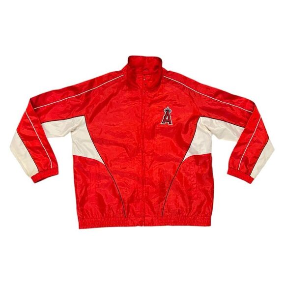 Vintage 90s Anaheim Angels Windbreaker Jacket Red White MLB XL - Picture 1 of 11